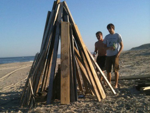 Ellis Wilson on Beach with Bonfire